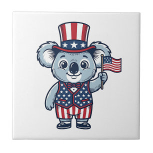 Patriottische Koala Vector Vintage T-shirt Ontwerp Tegeltje