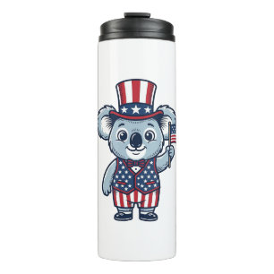 Patriottische Koala Vector Vintage T-shirt Ontwerp Thermosbeker