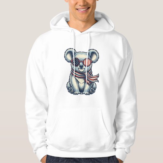 Patriottische Koala Vintage Gravure Shirt Ontwerp_ (Voorkant)