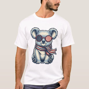 Patriottische Koala Vintage Gravure Shirt Ontwerp_