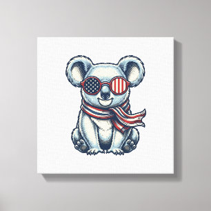 Patriottische Koala Vintage Gravure Shirt Ontwerp_ Canvas Afdruk
