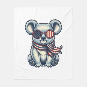 Patriottische Koala Vintage Gravure Shirt Ontwerp_ Fleece Deken