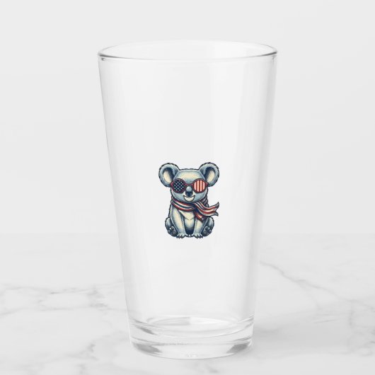 Patriottische Koala Vintage Gravure Shirt Ontwerp_ Glas (Voorkant)