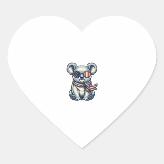 Patriottische Koala Vintage Gravure Shirt Ontwerp_ Hart Sticker (Voorkant)