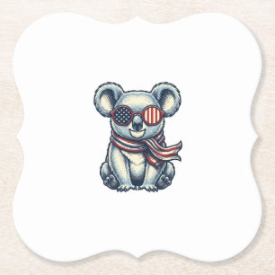 Patriottische Koala Vintage Gravure Shirt Ontwerp_ Kartonnen Onderzetters