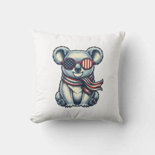 Patriottische Koala Vintage Gravure Shirt Ontwerp_ Kussen