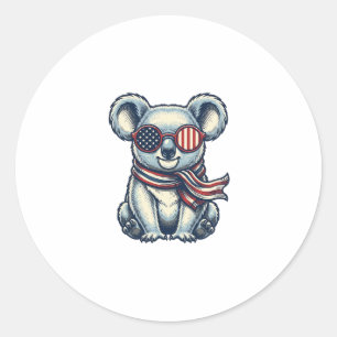 Patriottische Koala Vintage Gravure Shirt Ontwerp_ Ronde Sticker