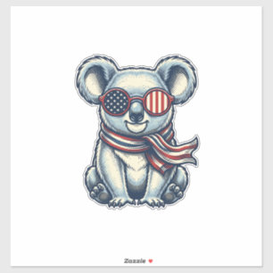 Patriottische Koala Vintage Gravure Shirt Ontwerp_ Sticker
