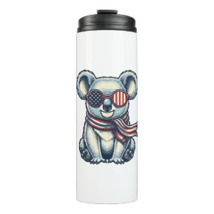 Patriottische Koala Vintage Gravure Shirt Ontwerp_ Thermosbeker