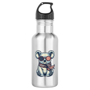 Patriottische Koala Vintage Gravure Shirt Ontwerp_ Waterfles