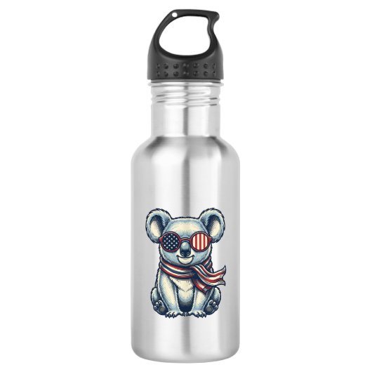 Patriottische Koala Vintage Gravure Shirt Ontwerp_ Waterfles (Voorkant)