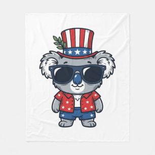 Patriottische Koala Vintage Stijl Vector Kunst_1 Fleece Deken