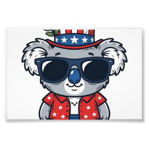 Patriottische Koala Vintage Stijl Vector Kunst_1 Foto Afdruk