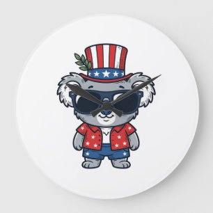 Patriottische Koala Vintage Stijl Vector Kunst_1 Grote Klok