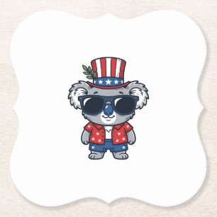 Patriottische Koala Vintage Stijl Vector Kunst_1 Kartonnen Onderzetters