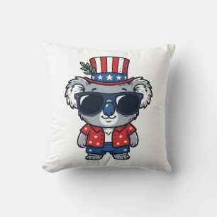 Patriottische Koala Vintage Stijl Vector Kunst_1 Kussen