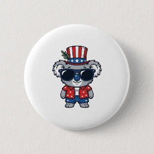 Patriottische Koala Vintage Stijl Vector Kunst_1 Ronde Button 5,7 Cm