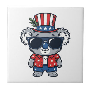 Patriottische Koala Vintage Stijl Vector Kunst_1 Tegeltje