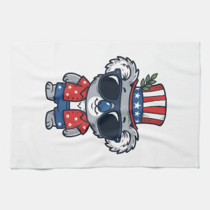 Patriottische Koala Vintage Stijl Vector Kunst_1 Theedoek
