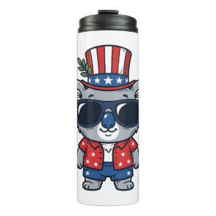 Patriottische Koala Vintage Stijl Vector Kunst_1 Thermosbeker