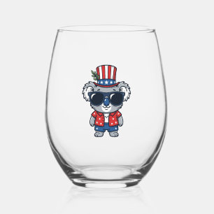Patriottische Koala Vintage Stijl Vector Kunst_1 Wijnglas Zonder Voet