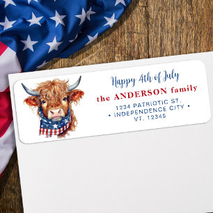 Patriottische Koe 4 juli Amerikaanse terugkeer adr Etiket
