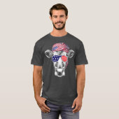 Patriottische Koe 4 juli Amerikaanse vlag T-shirt (Voorkant volledig)