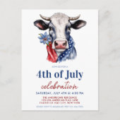 Patriottische Koe 4 juli Rood Wit & Blauw Partij Feestdagenkaart (Voorkant)