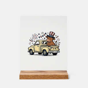 Patriottische Koe 4 juli Truck Vectorontwerp_1 Acryl Bord