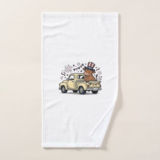 Patriottische Koe 4 juli Truck Vectorontwerp_1 Handdoek (Handdoek)