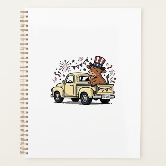 Patriottische Koe 4 juli Truck Vectorontwerp_1 Planner (Voorkant)