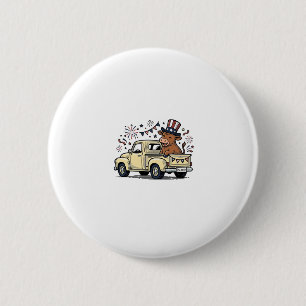 Patriottische Koe 4 juli Vrachtwagen Vectorontwerp Ronde Button 5,7 Cm