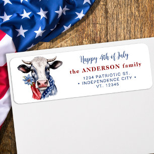 Patriottische Koe Amerikaanse 4 juli terugkeer adr Etiket