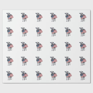 Patriottische Koe Amerikaanse Vlag Vintage Gravure Cadeaupapier