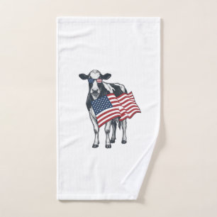 Patriottische Koe Amerikaanse Vlag Vintage Gravure Handdoek