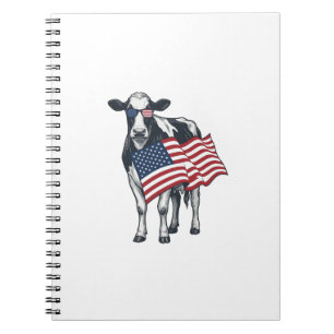 Patriottische Koe Amerikaanse Vlag Vintage Gravure Notitieboek