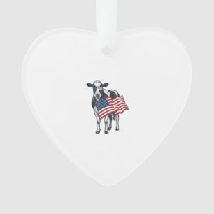 Patriottische Koe Amerikaanse Vlag Vintage Gravure Ornament