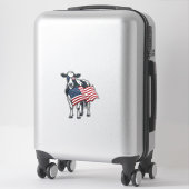Patriottische Koe Amerikaanse Vlag Vintage Gravure Sticker (Koffer)