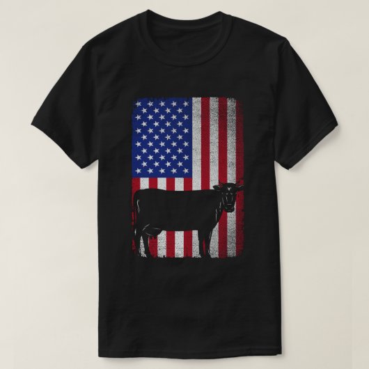 Patriottische Koe Farmer Boerderij VS Amerikaanse  T-shirt (Design voorkant)