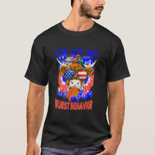 Patriottische Koe Highland Koe Ik Ben Op Mijn Wurs T-shirt