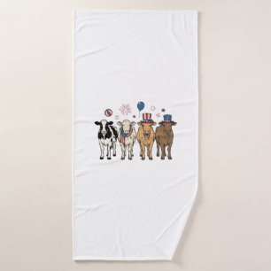 Patriottische Koe Line-up Vintage Vector T-shirt O Badhanddoek
