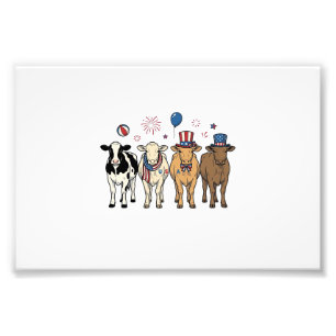 Patriottische Koe Line-up Vintage Vector T-shirt O Foto Afdruk