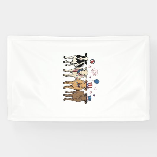 Patriottische Koe Line-up Vintage Vector T-shirt O Spandoek (Horizontaal)