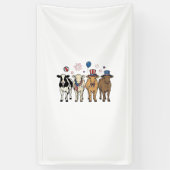 Patriottische Koe Line-up Vintage Vector T-shirt O Spandoek (Verticaal)