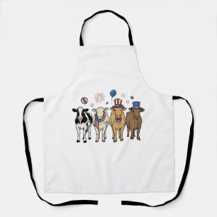 Patriottische koe lineup vintage vector shirt ontw schort