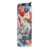 Patriottische Koe met Zonnebril Thermosbeker (Gedraaid links)