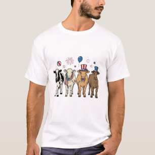 Patriottische Koe Opstelling Vintage Vector T-shir T-shirt