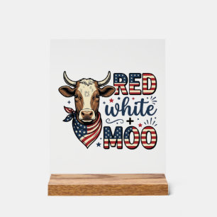 Patriottische Koe Rood Wit Moo 4 juli Shirt Desi Acryl Bord