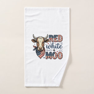 Patriottische Koe Rood Wit Moo 4 juli Shirt Desi Handdoek