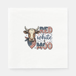 Patriottische Koe Rood Wit Moo 4 juli Shirt Desi Servet